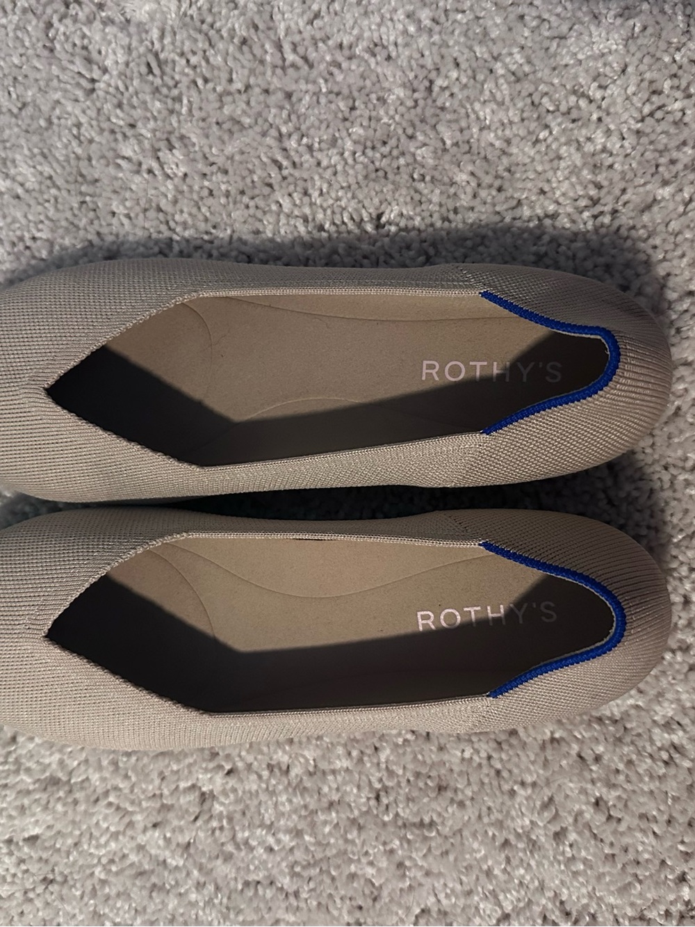 Rothy's Beige Slip-On Loafers with Blue Accent